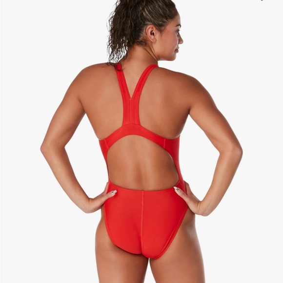 Women's Eco Solid Super Pro One Piece Swimsuit sz 30 team red NWT - Picture 2 of 9